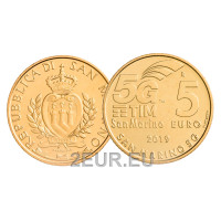 San Marino 5 euro UNC 2019 - "Red móvil 5G"