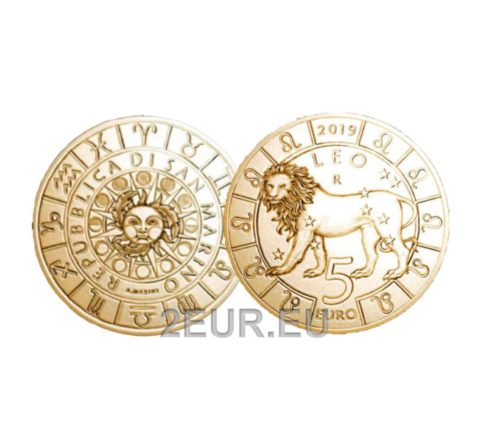 San Marino 5 euro UNC 2019 - "Signos del zodiaco - Leo" por 15.50 € ✅