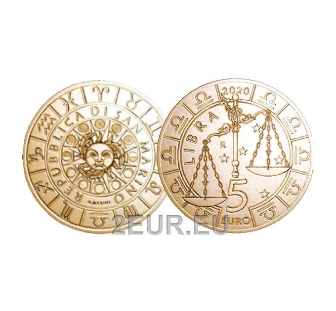 San Marino 5 euro UNC 2020 - "Zodiac Signs - Libra" for 8.50 € ✅