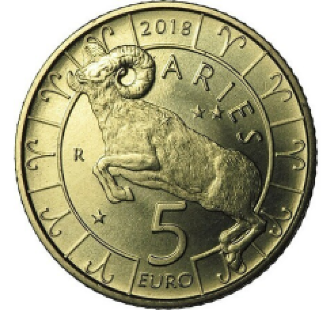 San Marino 5 euro UNC 2018 - "Zodiac Aries" for 15.50 € ✅