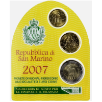 San Marino BU 2007 - 10 Cent and 20 Cent and 2 Euro San Marino BU 2007 - 10 Cent and 20 Cent and 2 Euro