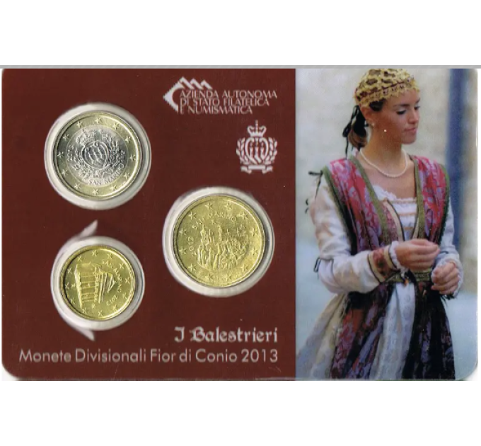 San Marino BU 2013 - 10 Cent + 50 Cent + 1 Euro for 29.50 € ✅