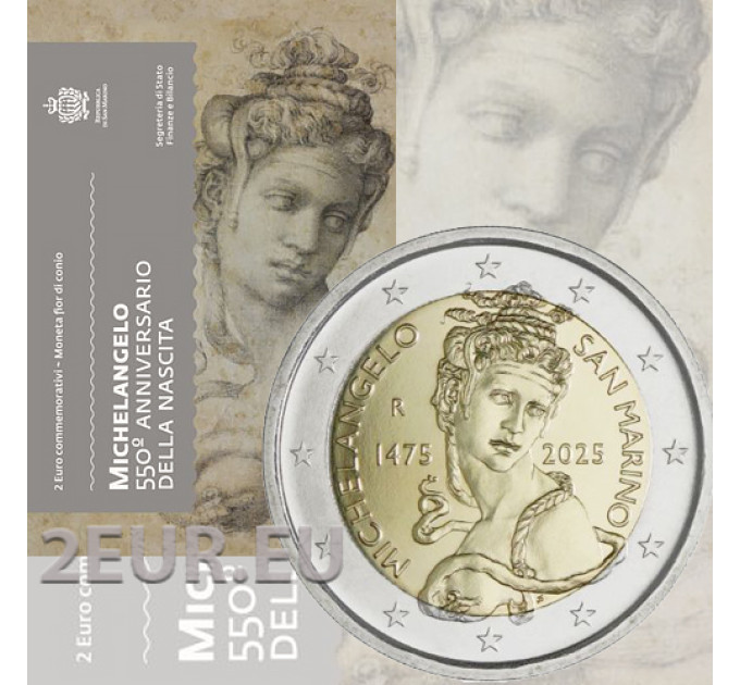 San Marino 2 euro BU 2025 - 550th Anniversary of the Birth of Michelangelo for 29.00 € ✅