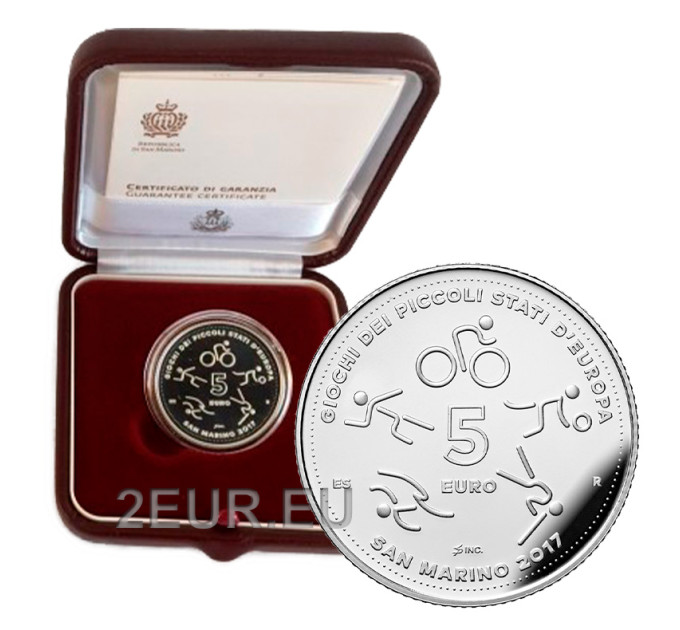 San Marino 5 euro proof 2017 - Games of the Small States of Europe in San Marino for 70.00 € ✅