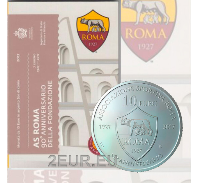 San Marino 10 euros plata BU 2017 - 90 Aniversario de la Fundación de la AS Roma por 75.00 € ✅