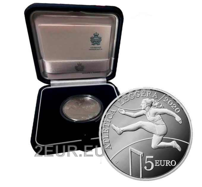 San Marino 5 euro proof 2020 - Athletics Games of the Small European States for 70.00 € ✅