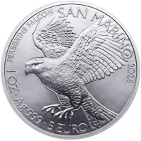 San Marino 5 euros BU 2026 - Halcón peregrino