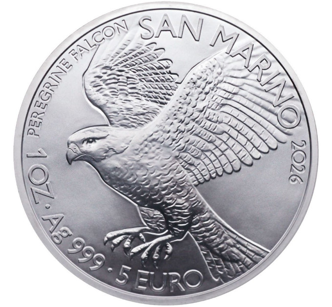 San Marino 5 euros BU 2026 - Halcón peregrino por 110.00 € ✅