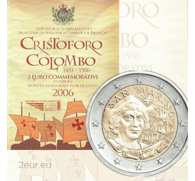 San Marino 2 euros BU 2006 - 500 Aniversario de la Muerte de Cristóbal Colón por 88.00 € ✅