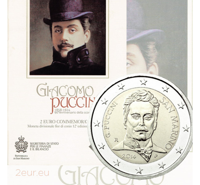 San Marino 2 euros BU 2014 - 90 Aniversario de la Muerte de Giacomo Puccini por 23.00 € ✅