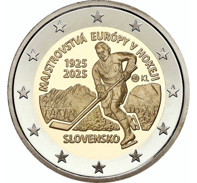 Eslovaquia 2 euros UNC rollo 2025 - 100 años del primer Campeonato de Europa de hockey sobre hielo por 59.00 € ✅