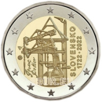 Eslovaquia 2 euros UNC 2022 - 300 Aniversario de la Construcción de la Primera Máquina de Vapor Atmosférica de Europa Continental para Drenaje de Minas