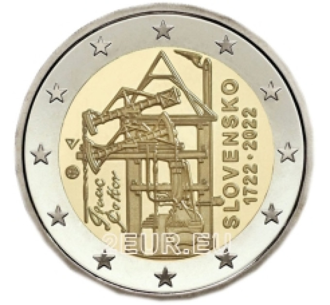 Eslovaquia 2 euros UNC 2022 - 300 Aniversario de la Construcción de la Primera Máquina de Vapor Atmosférica de Europa Continental para Drenaje de Minas por 3.50 € ✅