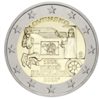 Eslovaquia 2 euros UNC 2023 - 200.º aniversario de la apertura del correo a caballo en la ruta Viena-Bratislava