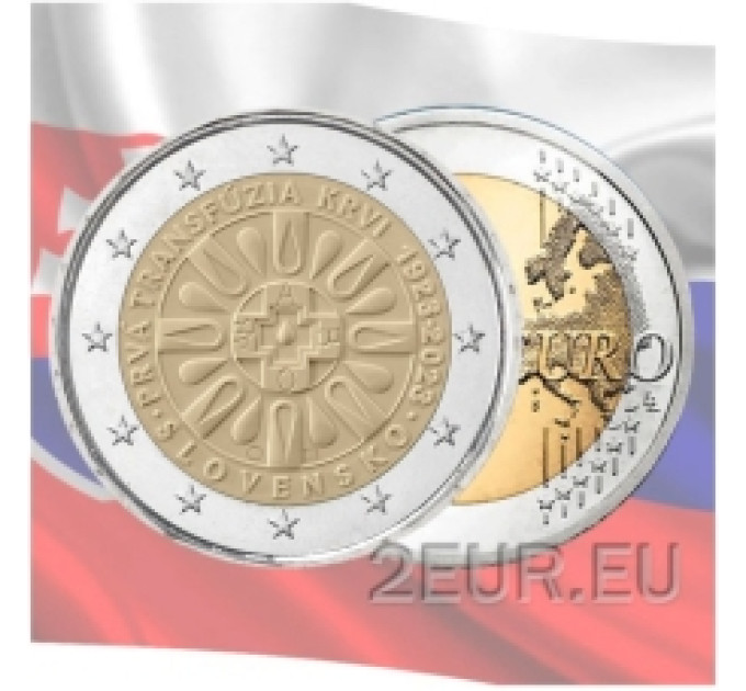 Eslovaquia 2 euros UNC 2023 - Centenario de la primera transfusión de sangre en Eslovaquia por 3.50 € ✅