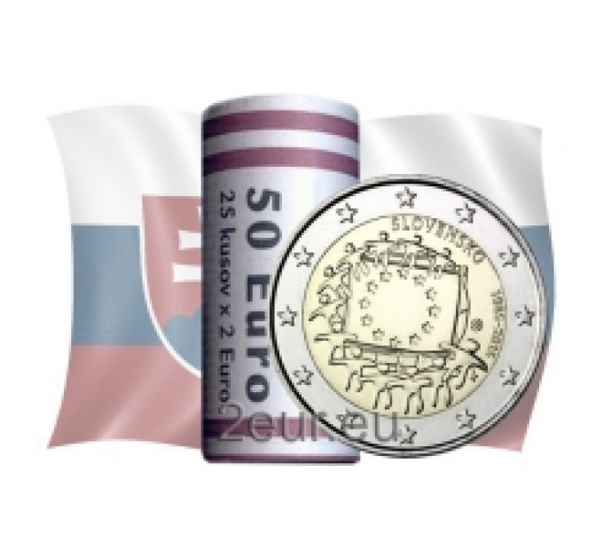 Slovakia 2 euro UNC roll 2015 - 30 Years of the EU Flag for 70.00 € ✅