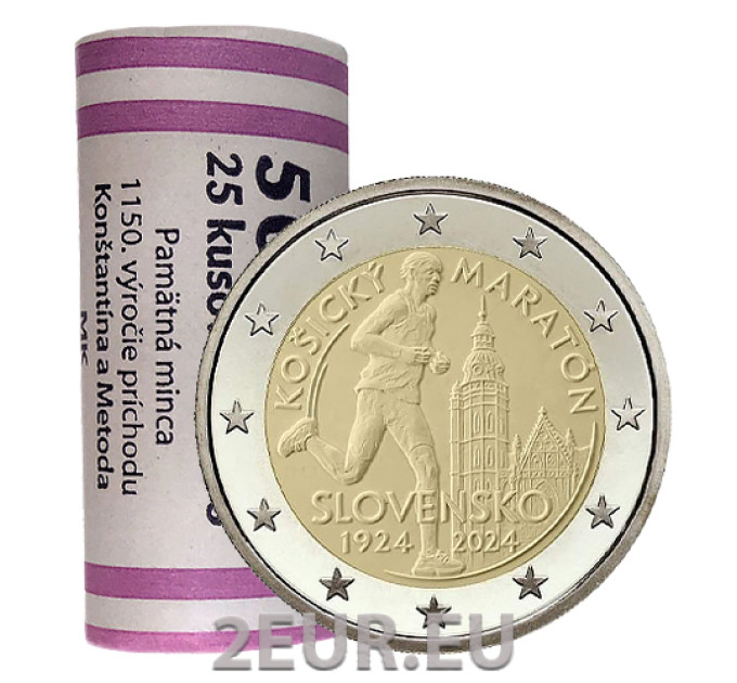 Slovakia 2 euro UNC roll 2024 - International Marathon in Kosice for 59.00 € ✅