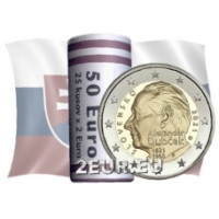 Eslovaquia 2 euros UNC rollo 2021 - Centenario del nacimiento de Alexander Dubchek