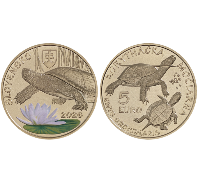 Slovakia 5 euro UNC 2026 - European pond turtle for 7.50 € ✅