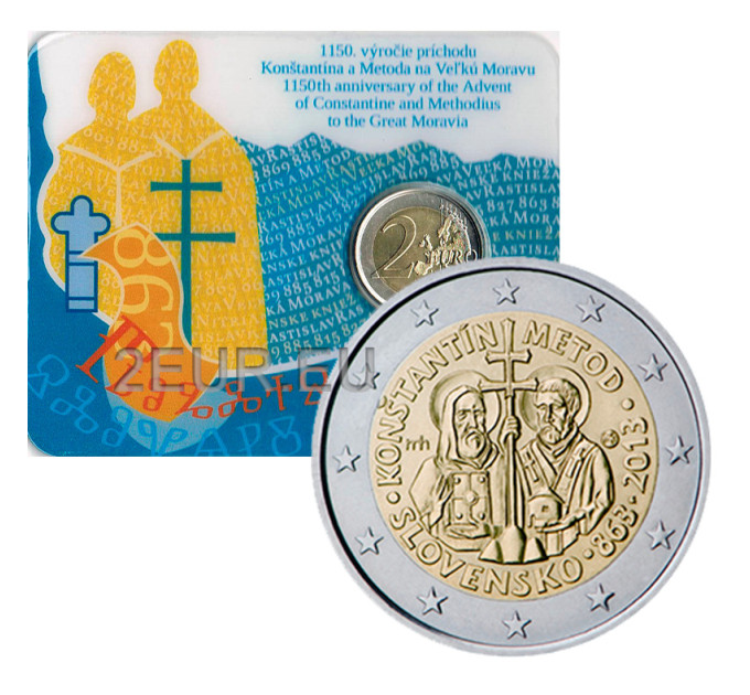 Eslovaquia 2 euros BU 2013 - 1150 aniversario del advenimiento de los santos Cirilo y Metodio por 69.00 € ✅