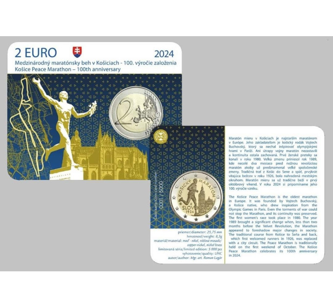 Eslovaquia 2 euros BU 2024 - Maratón internacional en Kosice por 35.00 € ✅