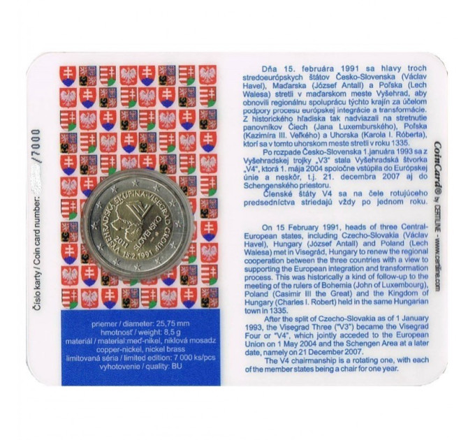 Eslovaquia 2 euros BU 2011 - 20 años del Grupo Visegrad por 31.00 € ✅