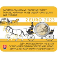 Eslovaquia 2 euros BU 2023 - 200.º aniversario de la apertura del correo a caballo en la ruta Viena-Bratislava Eslovaquia 2 euros BU 2023 - 200.º aniversario de la apertura del correo a caballo en la ruta Viena-Bratislava