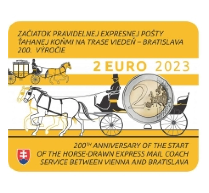 Eslovaquia 2 euros BU 2023 - 200.º aniversario de la apertura del correo a caballo en la ruta Viena-Bratislava por 40.00 € ✅