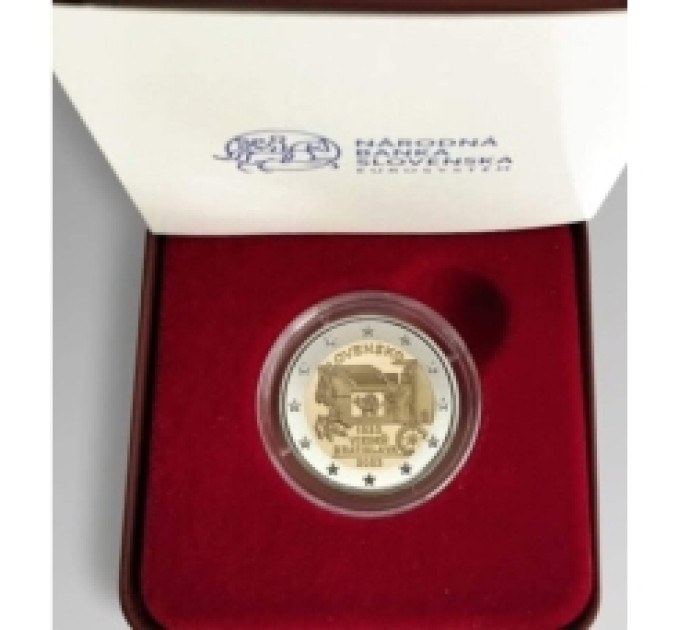 Slovakia 2 Euro proof 2023 - 200th anniversary of the opening of horse mail on the Vienna-Bratislava route for 85.00 € ✅