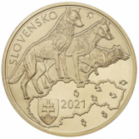 Eslovaquia 5 euros UNC 2021 - Fauna y Flora en Eslovaquia - lobo depredador
