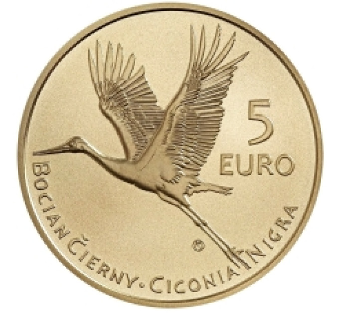 Eslovaquia 5 euros UNC 2023 - Fauna y Flora en Eslovaquia - Cigüeña negra por 8.50 € ✅