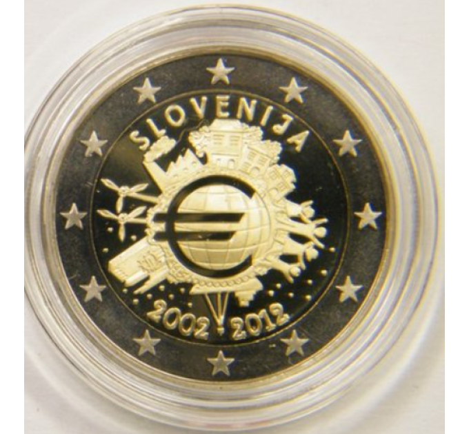Eslovenia 2 euros proof 2012 - 10 Años de Euro Cash por 35.00 € ✅