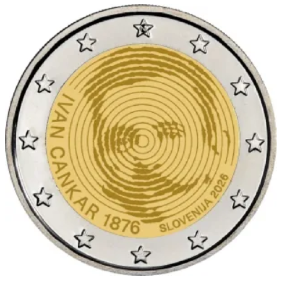 Slovenia 2 euro UNC 2026 - 150th Anniversary Birth of Ivan Cankar Slovenia 2 euro UNC 2026 - 150th Anniversary Birth of Ivan Cankar