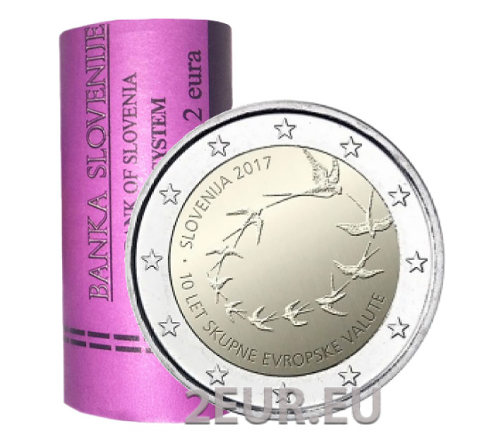 Eslovenia 2 euros Rollo 2017 - Décimo aniversario del euro por 62.50 € ✅