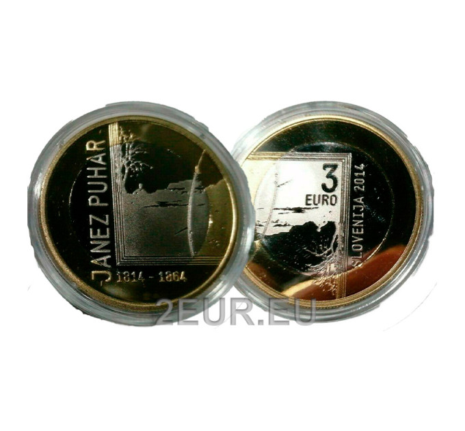 Slovenia 3 euro proof 2014 - 200th Anniversary of the Birth of the Photographer Janez Puhar for 18.50 € ✅