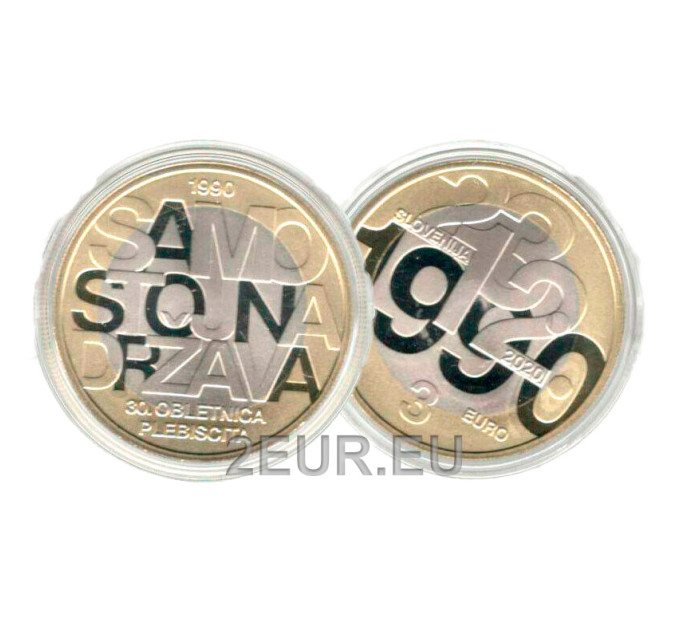 Slovenia 3 euro proof 2020 - 30th Anniversary of the Plebiscite on the Independence of the Republic of Slovenia for 30.00 € ✅