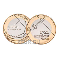 Eslovenia 3 euros UNC 2021 - 300.º aniversario de la Pasión de Škofja Loka