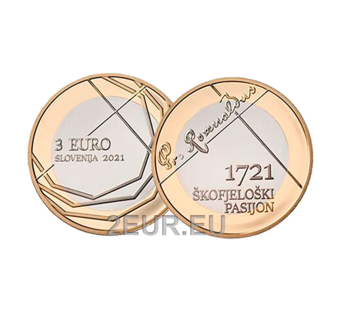 Eslovenia 3 euros UNC 2021 - 300.º aniversario de la Pasión de Škofja Loka por 6.00 € ✅