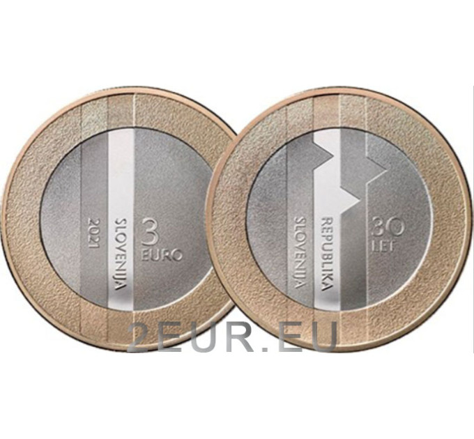 Eslovenia 3 euros UNC 2021 - 30 aniversario de la República de Eslovenia por 4.85 € ✅