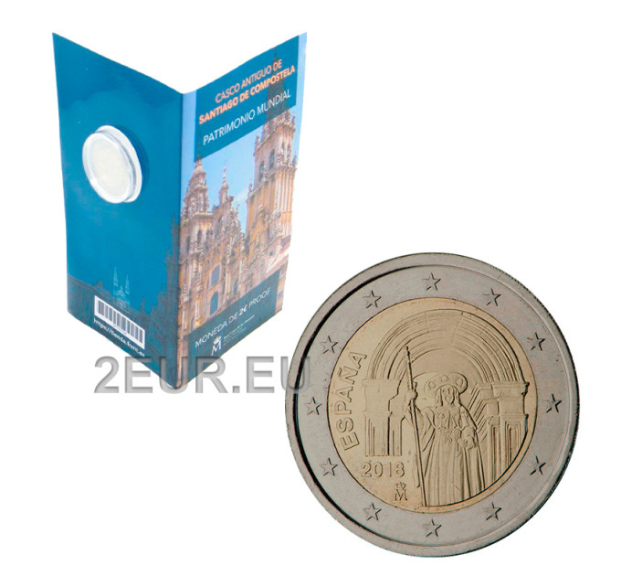 España 2 euros proof 2018 - Casco antiguo de Santiago de Compostela por 180.00 € ✅