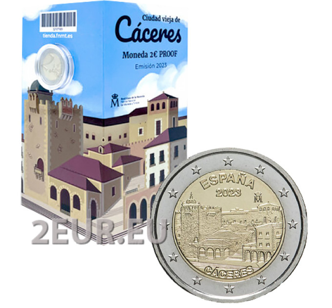 Spain 2 euro proof 2023 - UNESCO World Heritage Site - Old Town of Cáceres for 25.00 € ✅