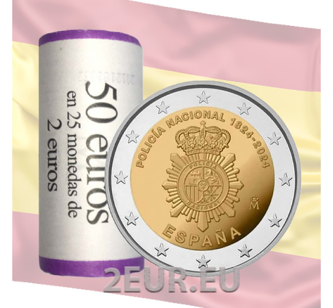 España 2 euros rollo 2024 - Cuerpo Nacional de Policía por 85.00 € ✅