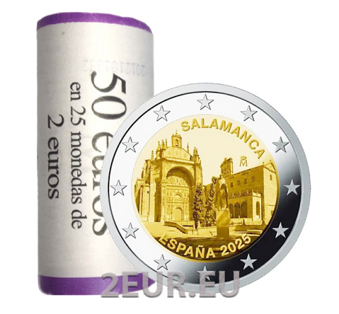 España 2 euros rollo 2025 - Casco antiguo de Salamanca por 65.00 € ✅