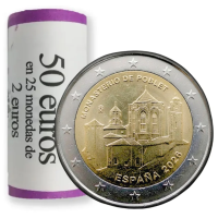 Spain 2 euro UNC roll 2026 - Poblet Monastery
