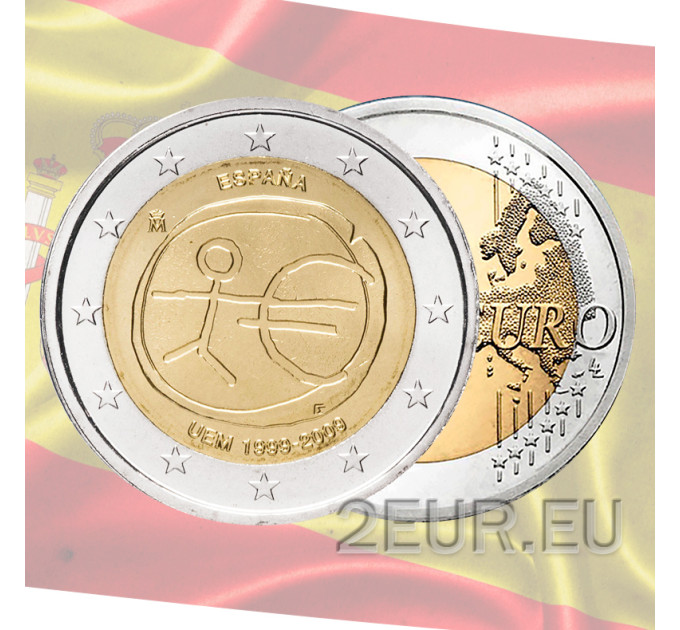 Spain 2 euro UNC 2009 - 10 Years Euro - WWU - UEM for 7.50 € ✅