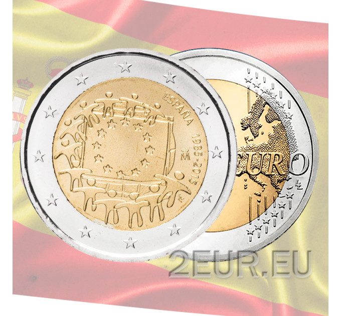 España 2 euros UNC 2015 - 30 Aniversario de la Bandera UE por 5.50 € ✅