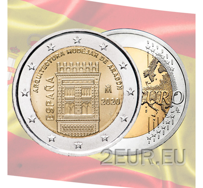Spain 2 euro UNC 2020 - Mudejar architecture of Aragon for 5.50 € ✅
