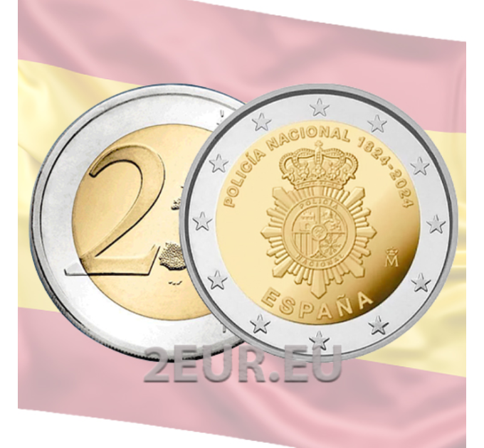 España 2 euros UNC 2024 - Cuerpo Nacional de Policía por 4.50 € ✅