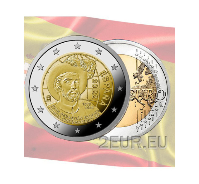 Spain 2 euro UNC 2022 - 500th anniversary of the first circumnavigation of the world by Juan Sebastian Elcano for 4.50 € ✅