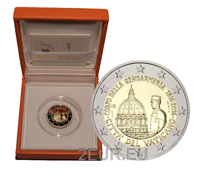Vaticano 2 euros proof 2016 - 200 Aniversario del Cuerpo de Gendarmería de la Ciudad del Vaticano por 89.00 € ✅
